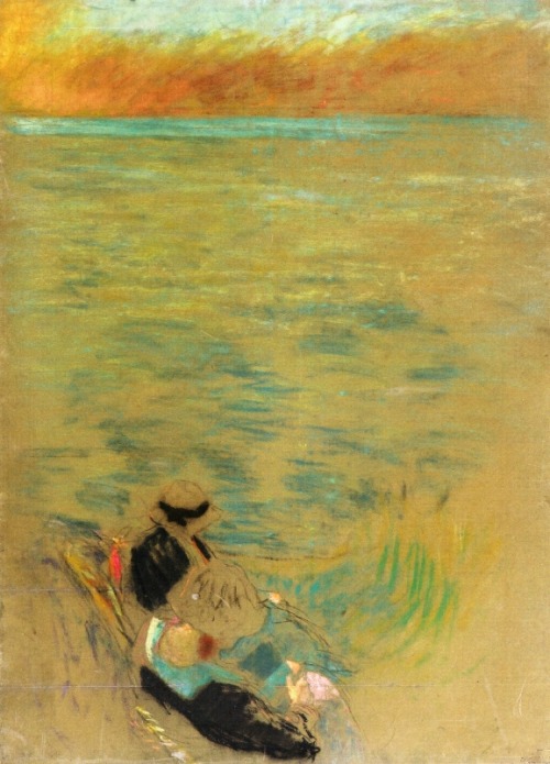 Sea at Sunset, Women on the Shore, 1914, Edouard VuillardMedium: pastelhttps://www.wikiart.org/en/ed