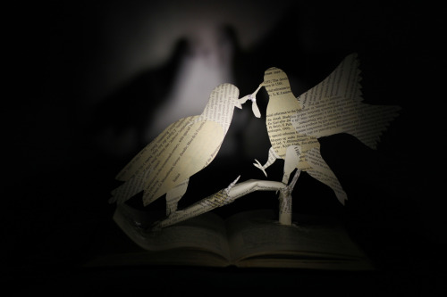 Two Turtle Doves book sculpture. From the twelve days of Christmas series. www.daysfalllikeleaves.co