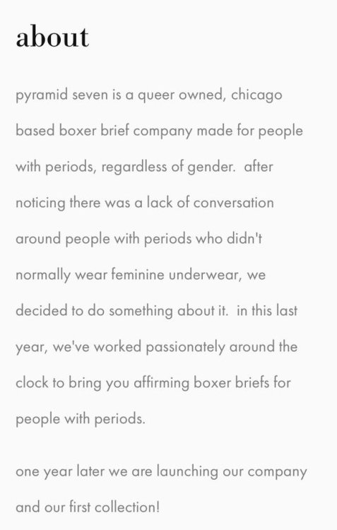 vijara:@ people who get periods: Pyramid Seven is a queer-owned company that makes period-friendly b
