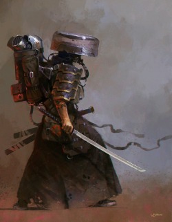 empyrean-arts:Post Apocalyptic Ronin by  giorgio baroni —– Empyrean Arts: showcasing artists in the Sci Fi and Fantasy genres. Follow for daily cyber-updates