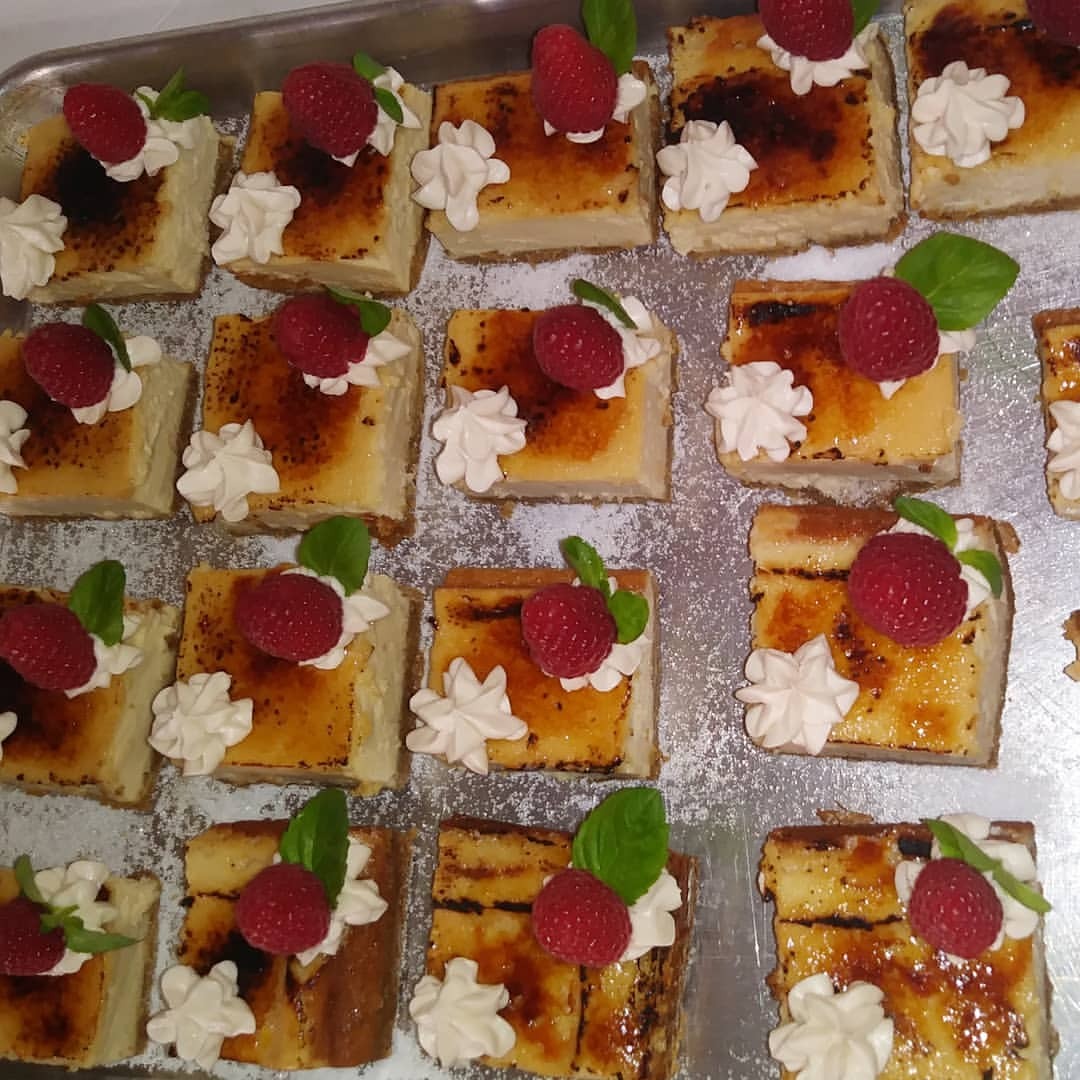 <p>Creme Brûlée Cheesecake Squares topped w/Raspberries and Whipped Cream</p>

<p><br/>
Online Ordering & Delivery Available<br/>
.<br/>
.<br/>
.<br/>
.<br/>
.<br/>
.<br/>
.<br/>
.<br/>
.<br/>
#cremebruleecheesecake #cremebrulee #cater  #cateringevent #thebest #yummygoodness #thebestbakery #eatla #bakeryofinstagram #realcakebaker #eatcake #cheesecakesofinstagram #cheesecakeoftheday #cheesecakelovers #lafoodjunkie #lafoodie #deliciousfood #corporatecatering #craftservices #cheesecakefactory #uniquefood #dessertofinstagram #dessertlover #dessert #dessertcatering #delivery #onlinebakery #onlineshopping  (at West Hollywood, California)<br/>
<a href="https://www.instagram.com/p/B3kIYYYAuA4/?igshid=dq719qieouji" target="_blank">https://www.instagram.com/p/B3kIYYYAuA4/?igshid=dq719qieouji</a></p>