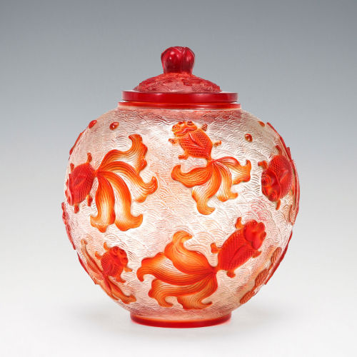fuskida: Red Glass Goldfish Jar 清 (Qing Period)