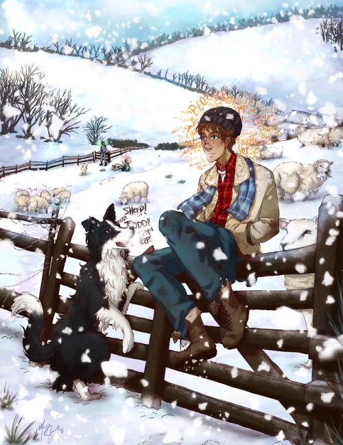 Last winter on the farm.I was feeling the strong need to draw both Todd and a winter scene, so this 