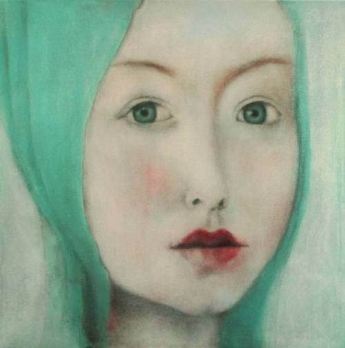 Corinna Wagner (German, Frankfurt Am Main Area, Germany) - Smaragd  Chalk, Gesso on stretched Canvas