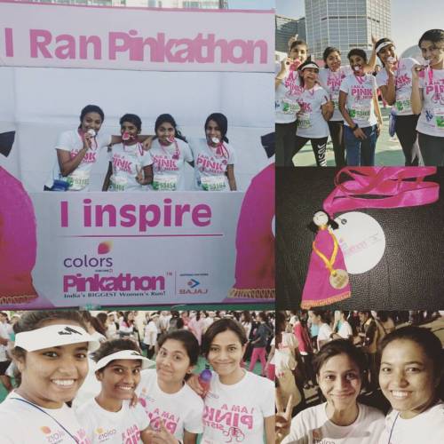 Pinkathon Mumbai Run 2016 #pinkathon2016 #mumbai #bestdayever #firstmarathon #5kmdone (at MMRDA Grou