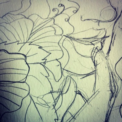 Continuing with the #hair drawings… #hibiscus #flower #progress #sketch