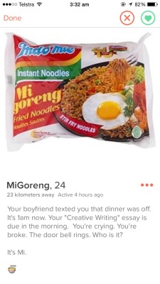 lascio:  IM YELLING I JUST MATCHED WITH NOODLES ON TINDER