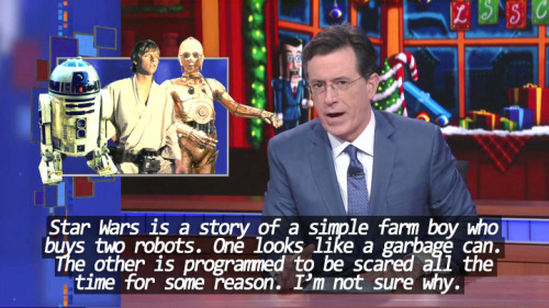 wookieekisses: sandandglass: Stephen Colbert explains Star Wars XD