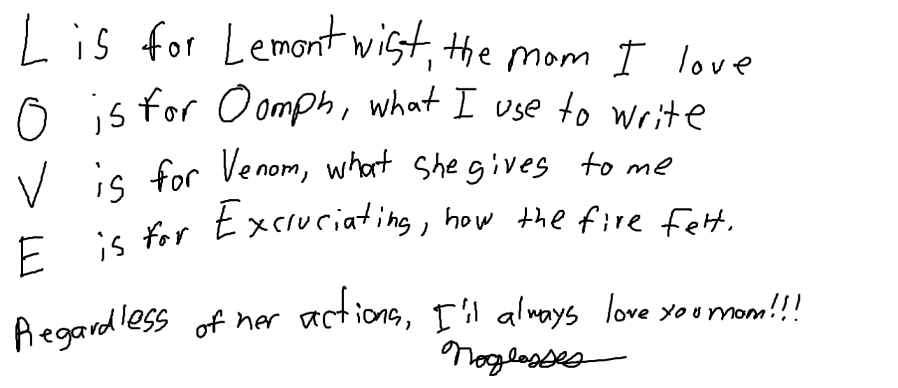 noglasseshorse:  L is for Lemontwist, the mom I love O is for Oomph, what I use to