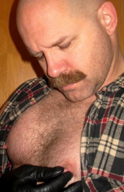 Hairy chest with nipple tweaking