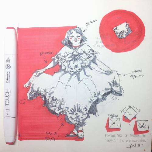 A little sketch about a Filipina Thumbelina with a dress made from one handkerchief tied and folded 