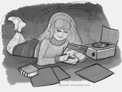 valerieb-art:  Her vinyl records 