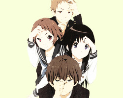 rennfro:  30 DAY CHARACTER CHALLENGE (modified) -    3. A group of characters who is most like you and your friends    Classic Literature Club with me as Oreki (Hyouka)