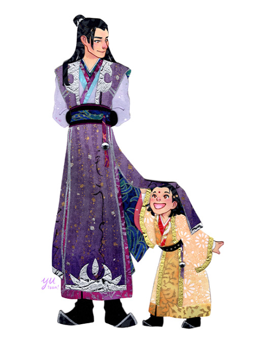 Peekaboo!Papercraft Jiujiu and Jin Ling! Jiang Cheng is wearing his wispy hair thingamabob because t