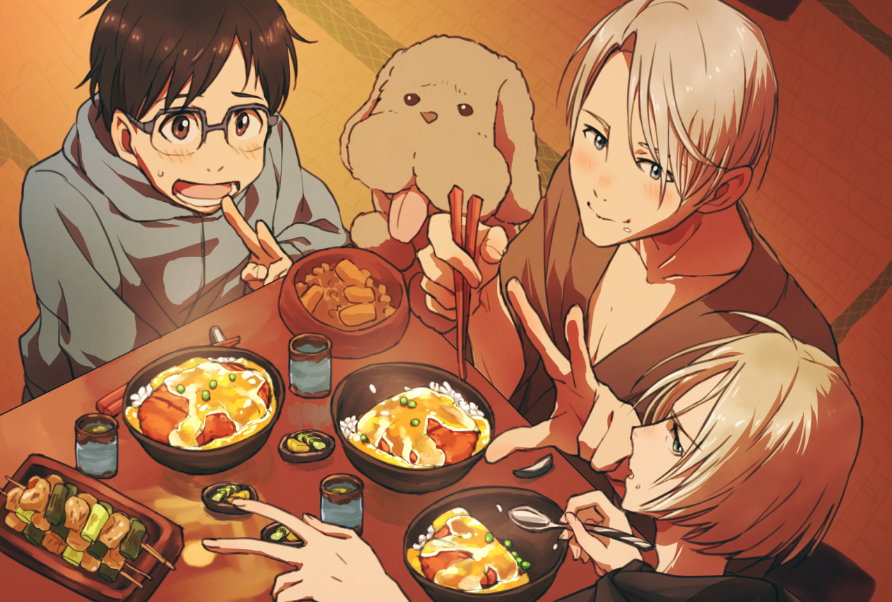 twinmix:  YURI and VICTOR with KATSUDON!!!  