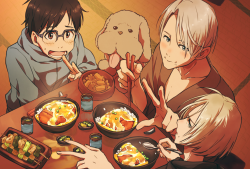 twinmix:  YURI and VICTOR with KATSUDON!!!