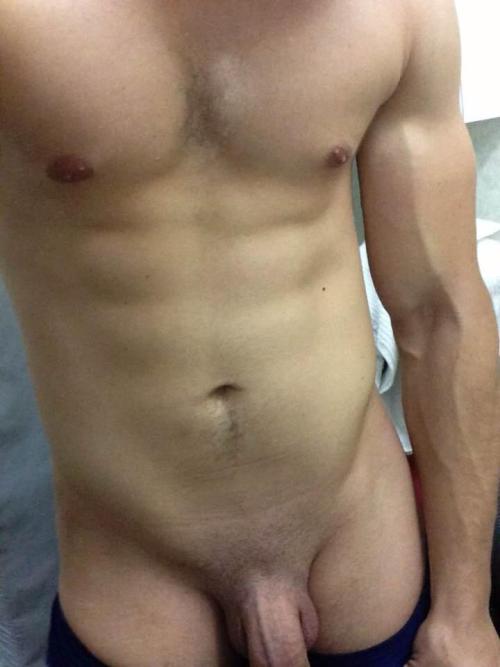 nakedstraightguys:  Another naked guy selfie. This one likes to shave all his pubes off. Makes his dick look bigger than it already is. More nude pics like this on: selfshotbfs.com | hungbfs.com | mirrorbfs.com | hungbfvideos.com For more naked male