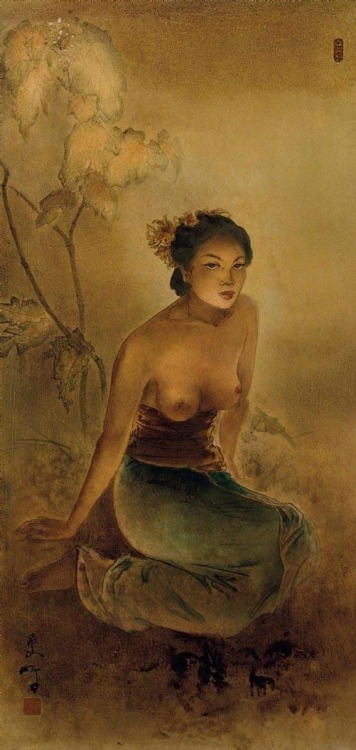 Wanita Bali (Balinese Woman), by Lee Man Fong, via MutualArt.