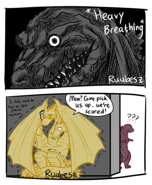 ruubesz-draws: How would Godzilla (2019) react to Shin Godzilla? I am terrified of Shin but also fee