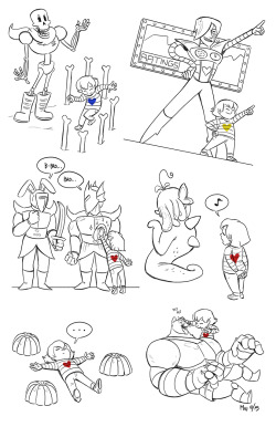 lynxgriffin:Round 3 (and probably the last round for now) of various Undertale random encounters and boss battles! Despite being wounded, you still posed dramatically! Aaaand SPECIAL BONUS: FILE 3 LOADED 