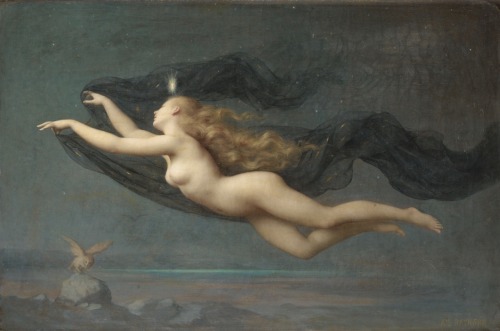 La nuit / The night.c.1887. Oil on Canvas. 54 x 81 cm. Art by Auguste Raynaud.(1854-1937).