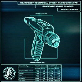 Starfleet Command Standard Issue Phaser. Type 1. Mark 3. Technical Schematic.