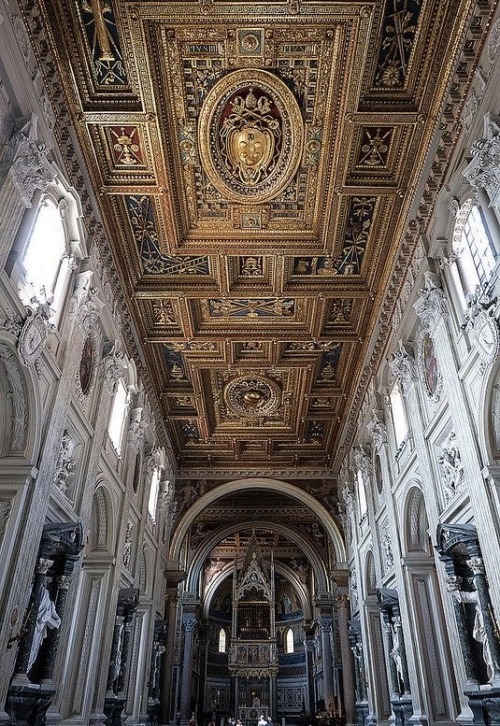 legendary-scholar:    The beautiful ceiling of San Giovanni in Laterano Rome.