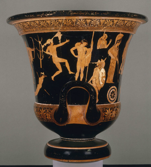 via-appia:Attic Red-Figure Calyx Krater known as the “Niobid Krater” - Apollo and Artemis decimating