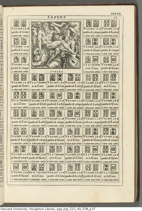 A fortune-telling manual, giving the meanings of various combinations of tarot cards.Marcolini, Fran