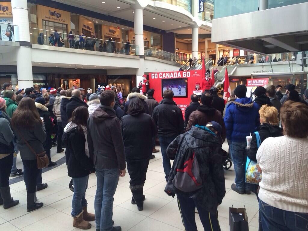 winterr-olympics-2014:  You know you live in canada when everyone at the mall stops