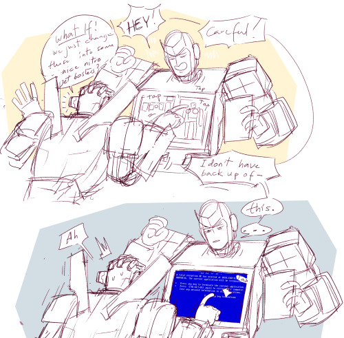 greenspyart: Tactile tit screenWheeljack, plz at least let ratchet save the files first before u add