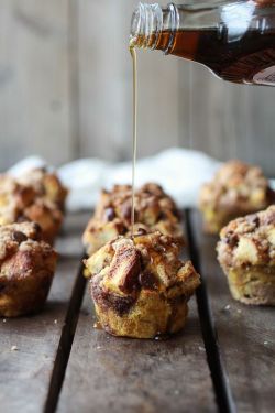 intensefoodcravings:  Cinnamon brioche chocolate chip french toast muffins