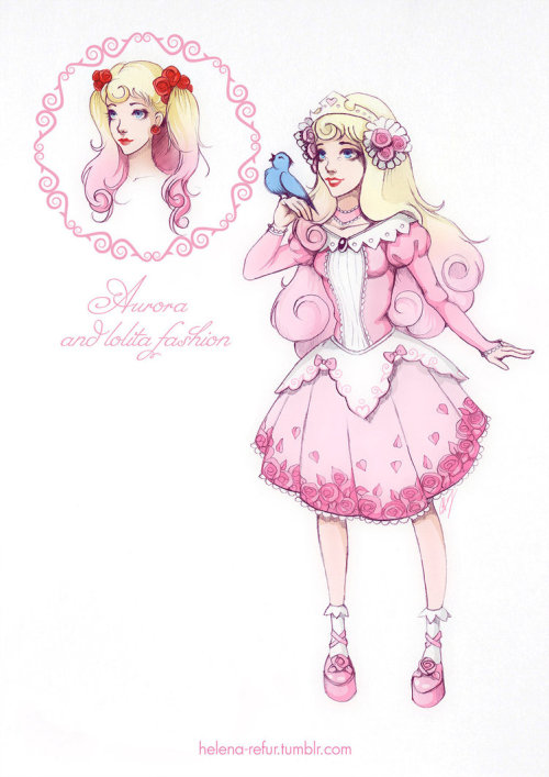 thesegirlsareperfectprincesses:Disney Princess + Lolita Fashion by moon-in-milk all together fo