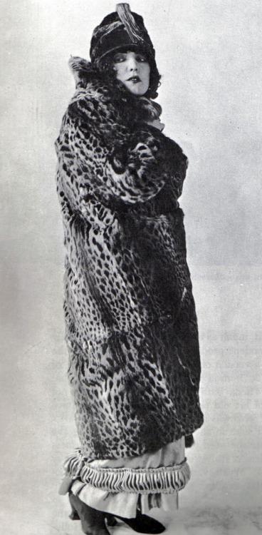 Louise Glaum’s press agent declared that the vampire’s leopard coat was “purchased