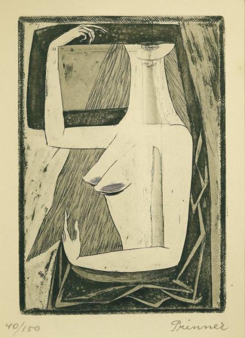 crystalline-aesthetics:Anton PrinnerLa Femme Tondue. 1946, etchings, 17 x 13 cm each, from La Femme 
