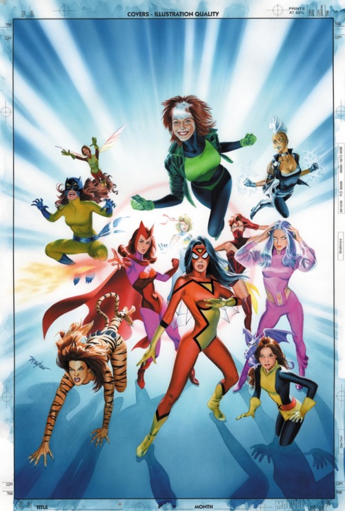 Rogue among the Women of Marvel.Source: mikemayhew on Deviantart.