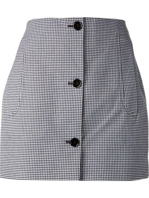 CARVEN buttoned front checked skirt