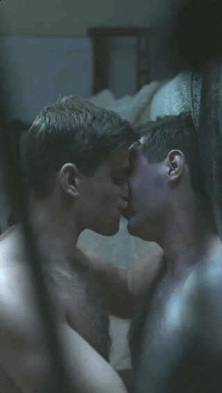 athingofmalelust:Oliver Jackson-Cohen and James McArdle kissing in Man in an Orange