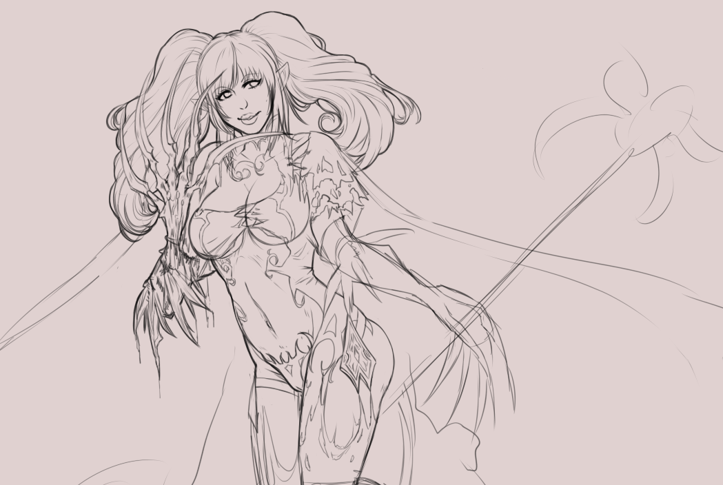 Succubus lineart I&rsquo;m working on.