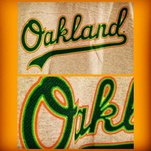 New Tee for the season! #detail #crisp #4 #letsgooakland #oaklandathletics #greencollarbaseball #oakland #baseball  (at Oakland Athletics)