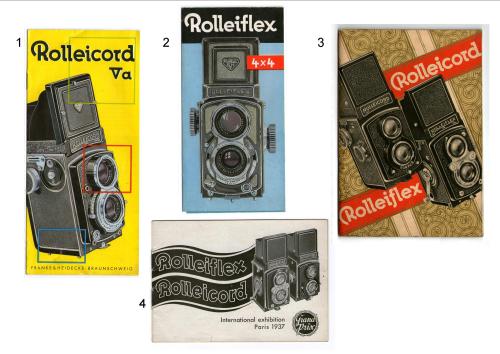 Vintage Rolleicord and Rolleiflex camera brochures from the 50&rsquo;s