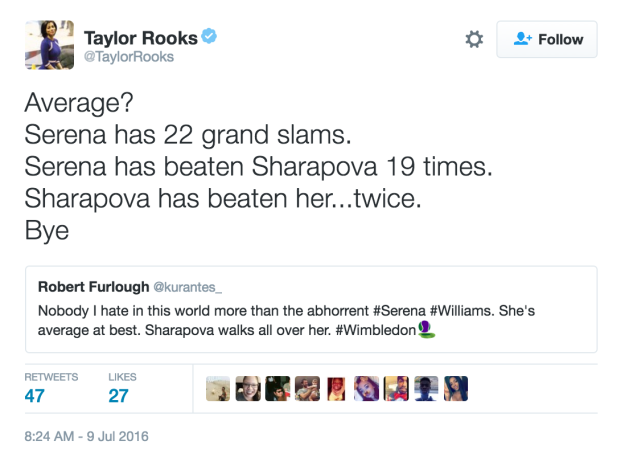 daddybearthings:  rudegyalchina:  buzzfeed:  22nd Grand Slam titles? NBD.  Big mad