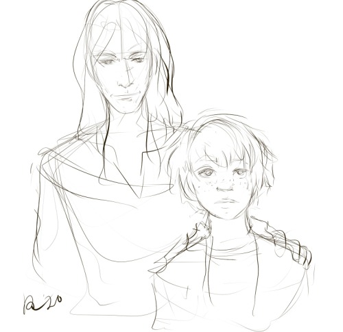 Quick sketch of the villain and heroine (and main couple!) of my novel. I’m about ½ done with