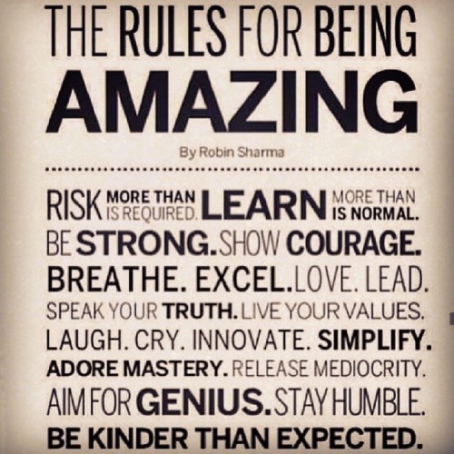 The rules for being amazing.#TheBecoming #TheHappinessDiet