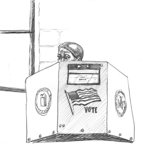 #drawingthenews Democratic Congresswoman-elect Alexandria Ocasio-Cortez glances up as she fills out 