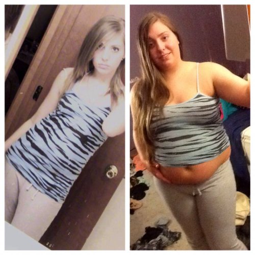 fatandbeautyful:onemorebitebp:100 pounds poured onto a tiny frame.   I like big girls, BUT I’ll go with the before pic over the after.  I like em thick/curvy in their hips & thighs.