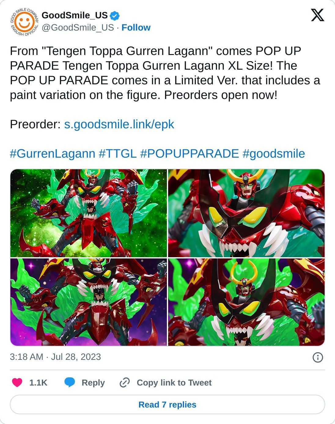 GoodSmile_US on X: POP UP PARADE Tengen Toppa Gurren Lagann XL