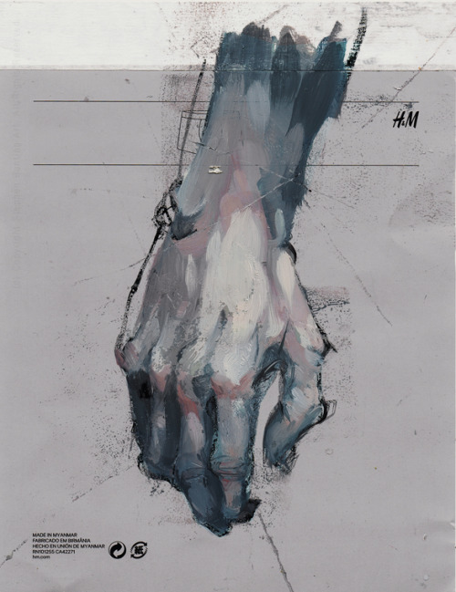 stephenbuntingart: Rough Hand Study - Oil on random card.