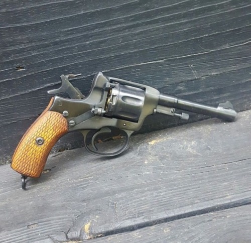 Soviet Nagant M1895 revolver dated 1944 and from the Izhevsk factory. It is chambered in the unique 