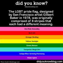 did-you-kno:  A Pictorial History Of The LGBT Pride FlagFirst popularized in the late 1970s, the rainbow flag is a pivotal symbol of the LGBT Rights Movement that began last century and continues today.Read More/Source